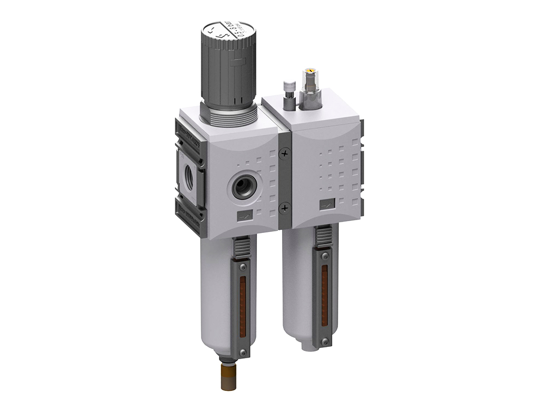 Wartungseinheit G1/2 0,5-10 5µm mit Metallbehälter und vollautomatischem Ablass (drucklos geschlossen)