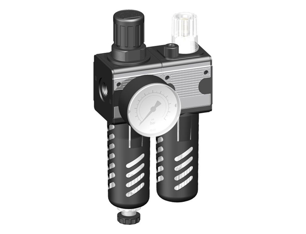 Service 2 unit G1/4 0,5-10 5µm with PC bowl, bowl guard, semi automatic drain and gauge G 50.16 R