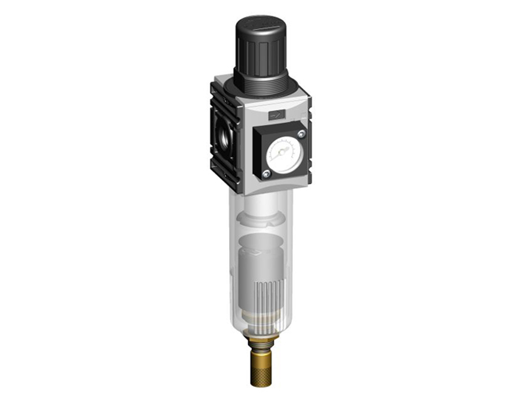 Filter regulator G1/4 0,1-4 5µm with PC bowl, automatic drain and integrated gauge