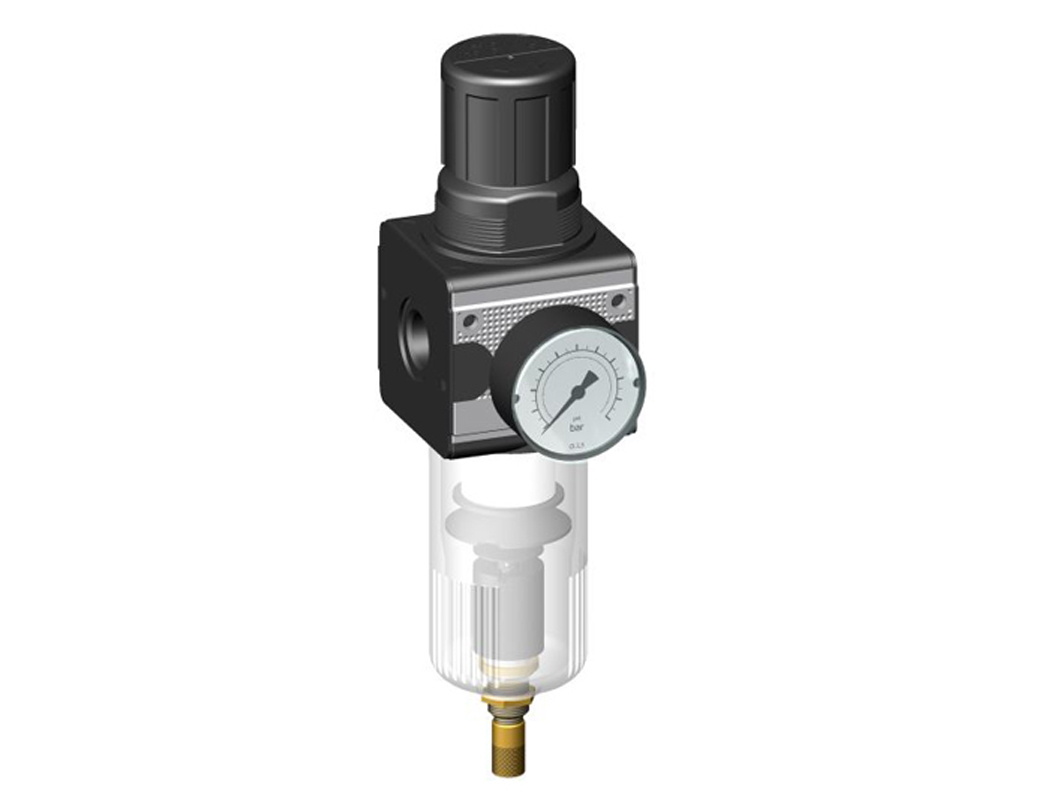 Filter regulator G1/2 0,5-10 5µm with PC bowl, automatic drain and gauge G 50.16 R