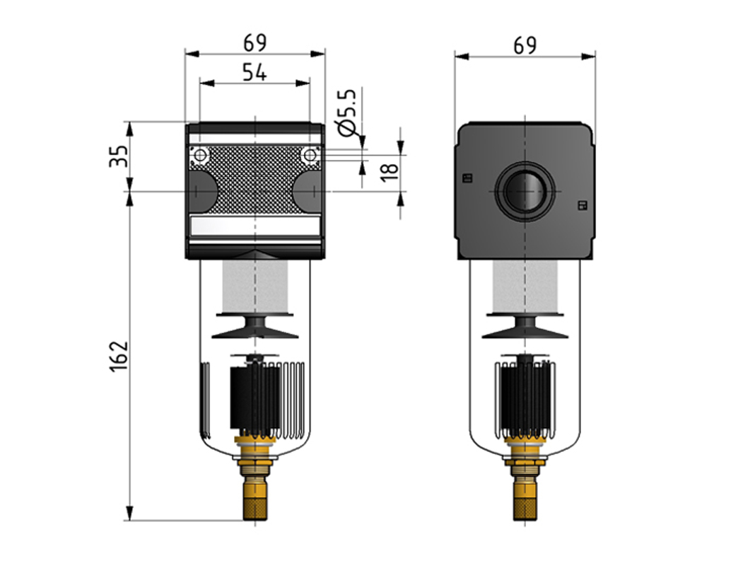 Filter G1/2 5µm with PC bowl and automatic drain