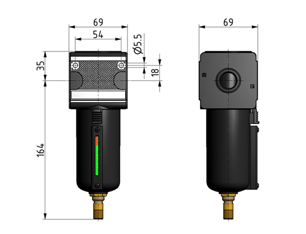 Filter G1/2 5µm with metal bowl/visual display and automatic drain