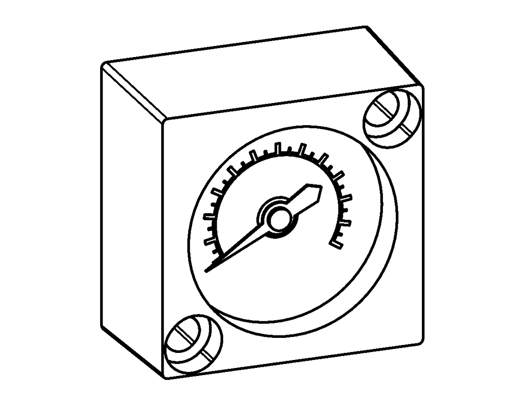 Rectangular pressure gauge with fixing screws, Measurement range 0 - 6
