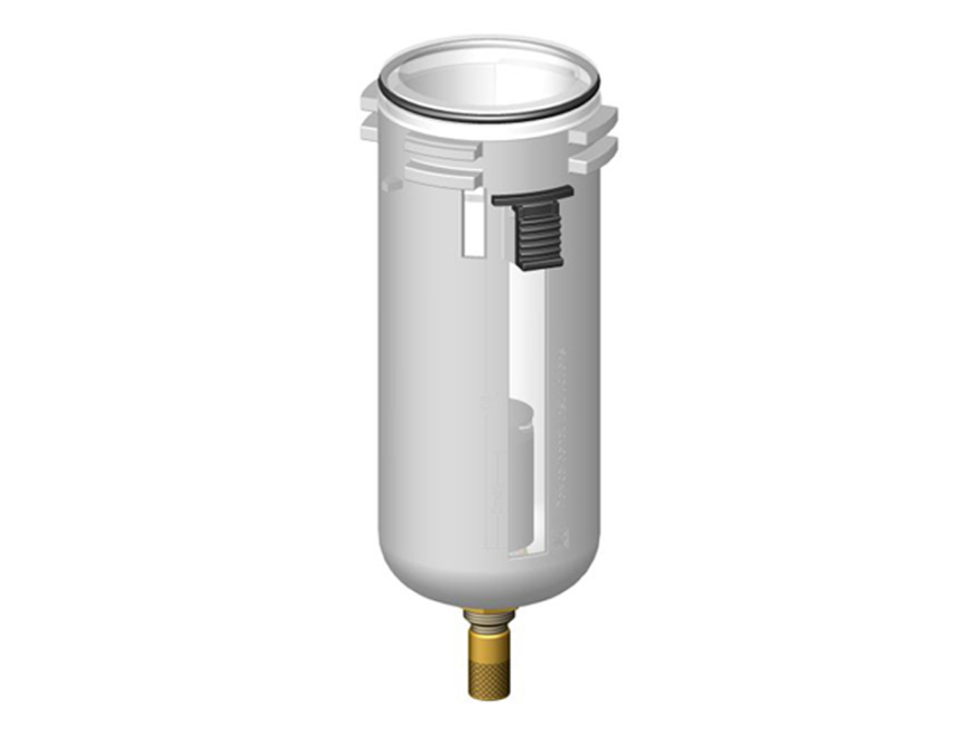 PC bowl with bowl guard, automatic drain and o-ring 55x2,5