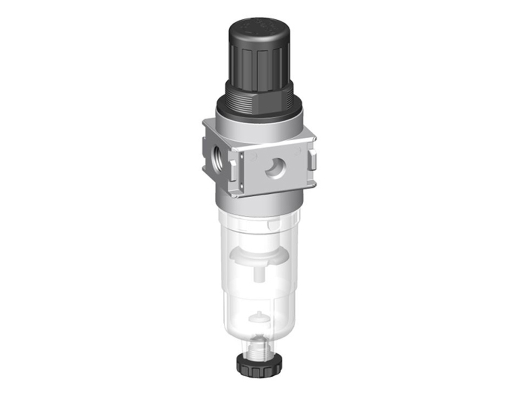Filter regulator G1/4 0,5-10 5µm with PC bowl and semi automatic drain