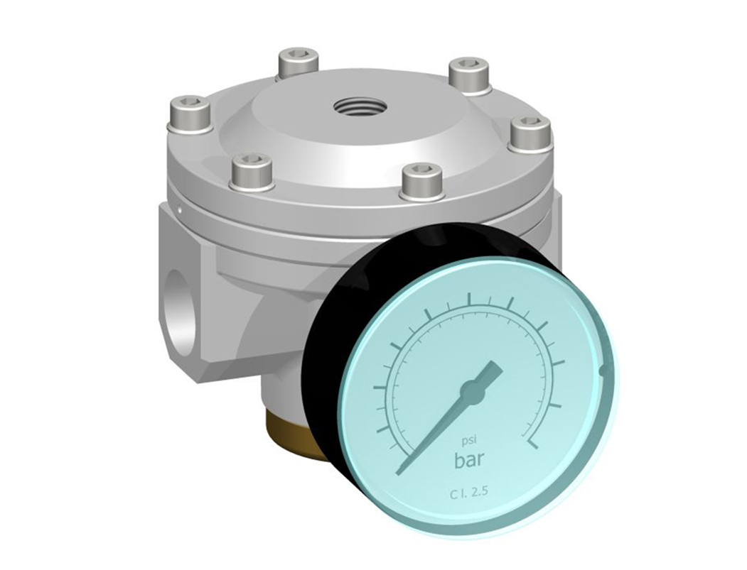 Pressure regulator G1/2 pneumatic pilot operated (G1/4) with gauge G 63.16 R