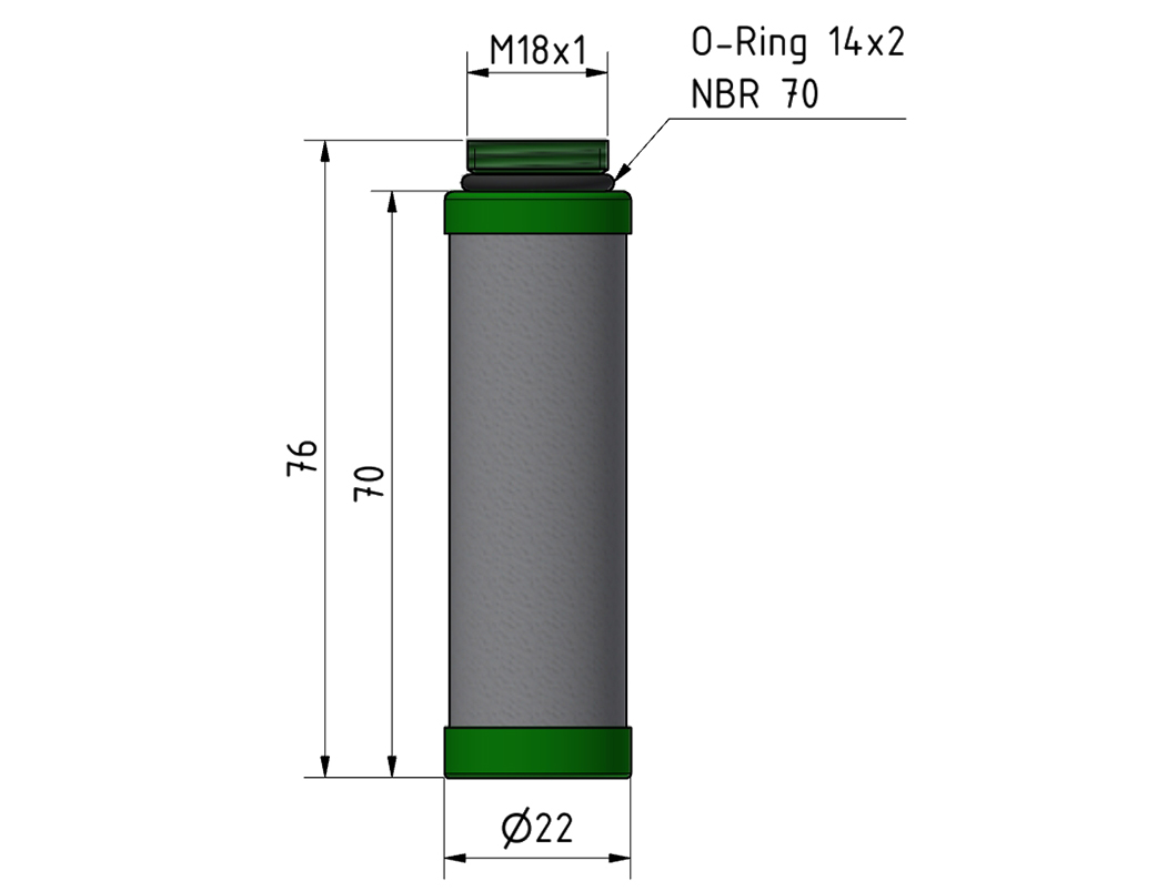 Feinfilterelement 0,01µm kompl.(M18x1)m.O-Ring14x2
